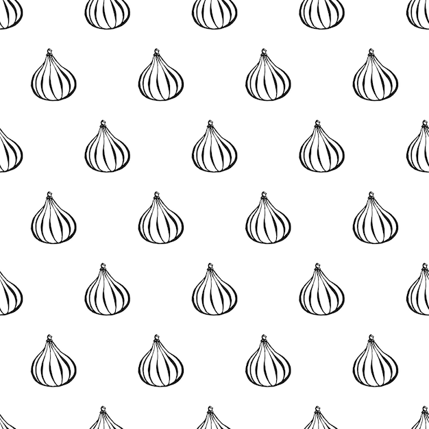 Бесшовный узор с нарисованными вручную элементами фруктов инжир Вегетарианские обои для дизайна упаковки текстильного фона дизайн открыток и плакатов
