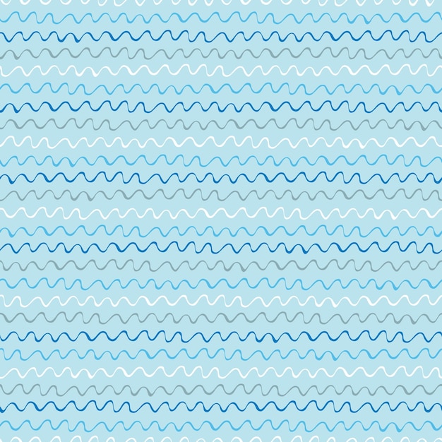 Vector seamless pattern with hand drawn futuristic curved and rounded wave