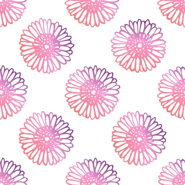 Seamless Pattern With Hand Drawn Gerberas