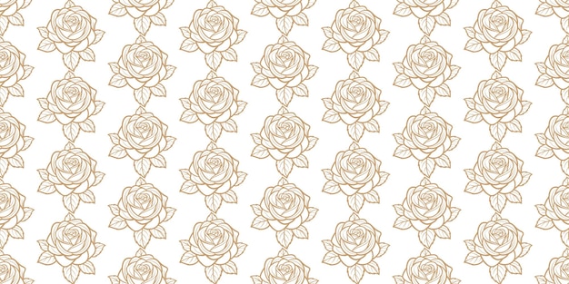 Vector seamless pattern with hand drawn gold roses