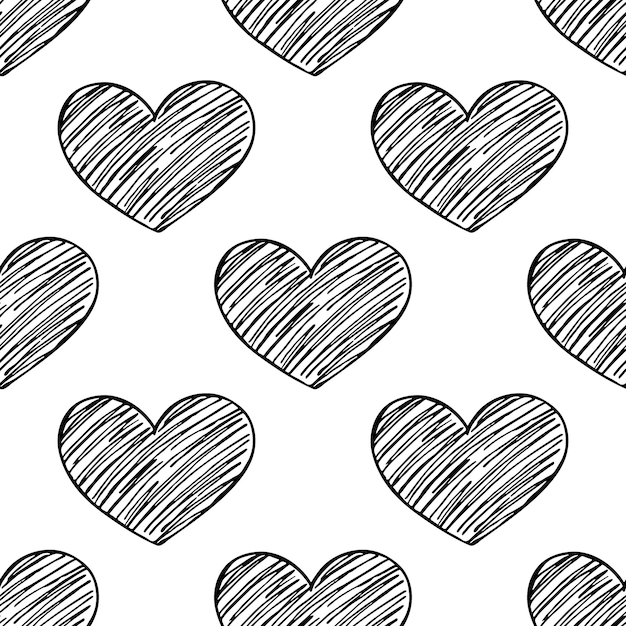 Seamless pattern with hand drawn heart doodle for decorative print wrapping paper greeting cards and fabric