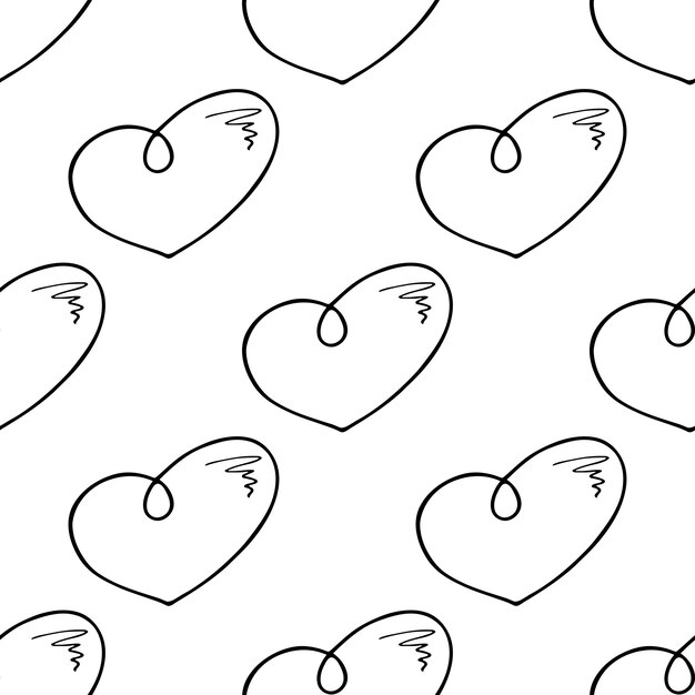 Seamless pattern with hand drawn heart doodle for decorative print wrapping paper greeting cards and fabric