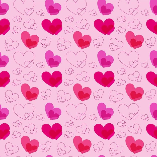 Seamless pattern with hand-drawn hearts, doodle style