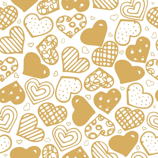 Seamless pattern with hand drawn hearts.