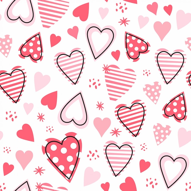 Seamless  pattern with hand drawn hearts