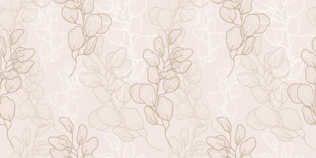 Vector seamless pattern with hand drawn leaves and branches perfect for wallpaper wrapping paper textile