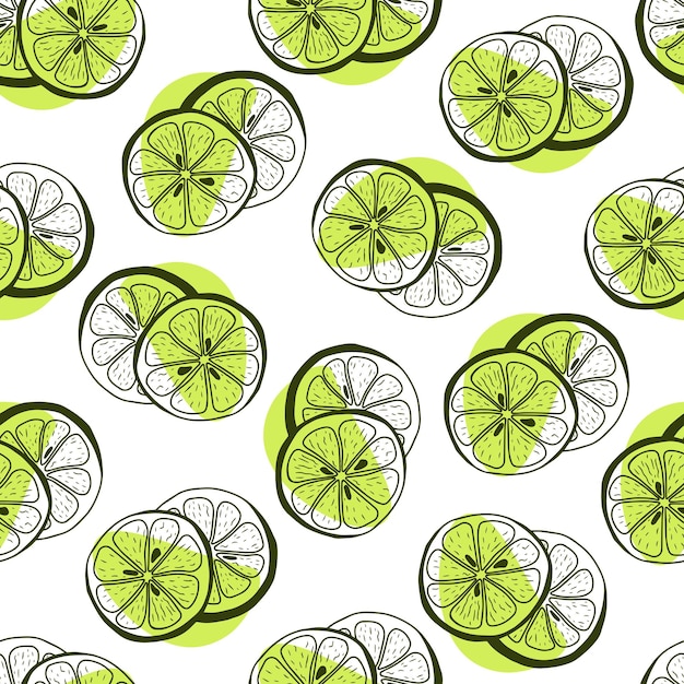 Vector seamless pattern with hand drawn lemon slices doodle lemon slices in a seamless pattern