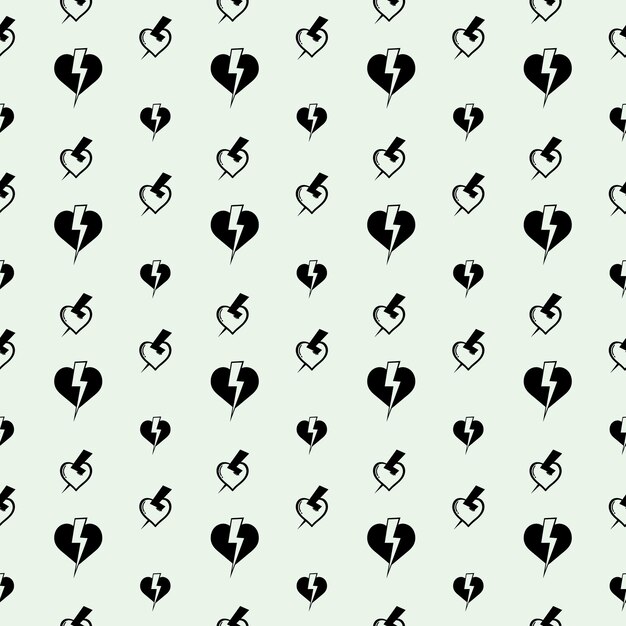 Seamless pattern with hand drawn love thunder free vector