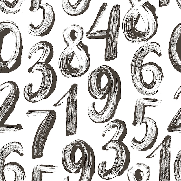 Seamless pattern with hand drawn numbers.