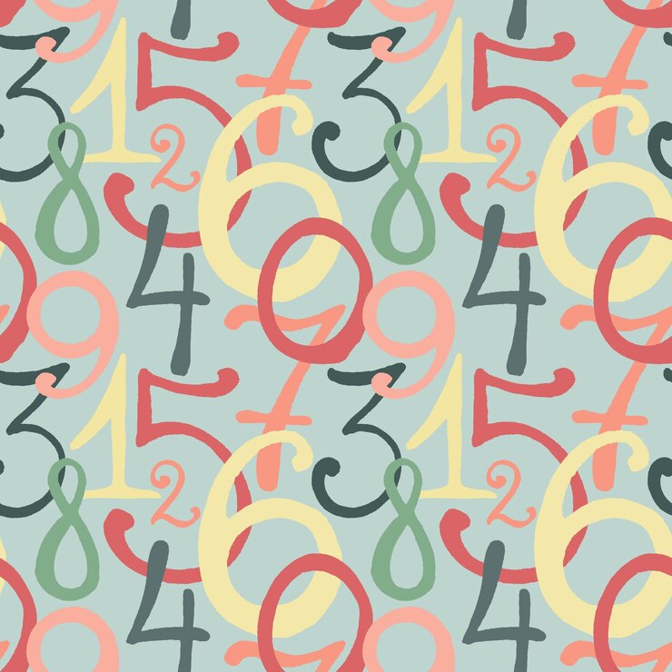 Vector seamless pattern with hand drawn painted numbers
