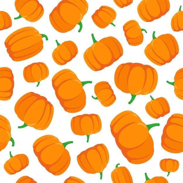 Seamless pattern with hand drawn pumpkins on white background. Vector eps illustration