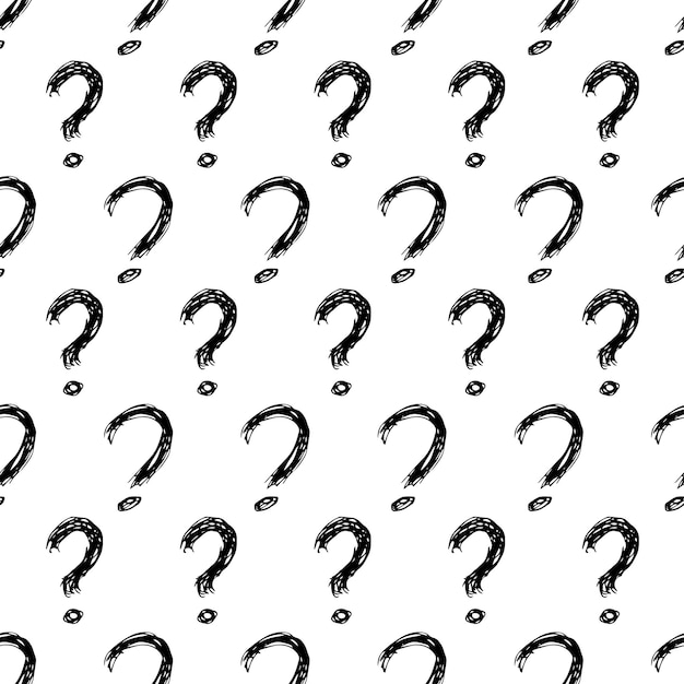 Vector seamless pattern with hand drawn question mark symbol. black sketch question mark symbol on white background. vector illustration