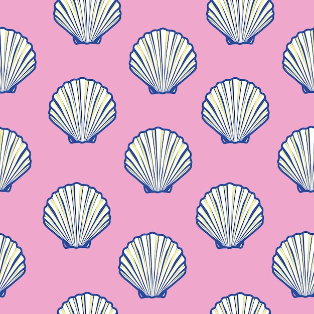 Seamless pattern with hand drawn scallop shells.