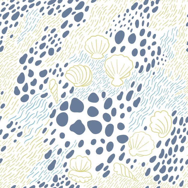 Seamless pattern with hand drawn sea waves