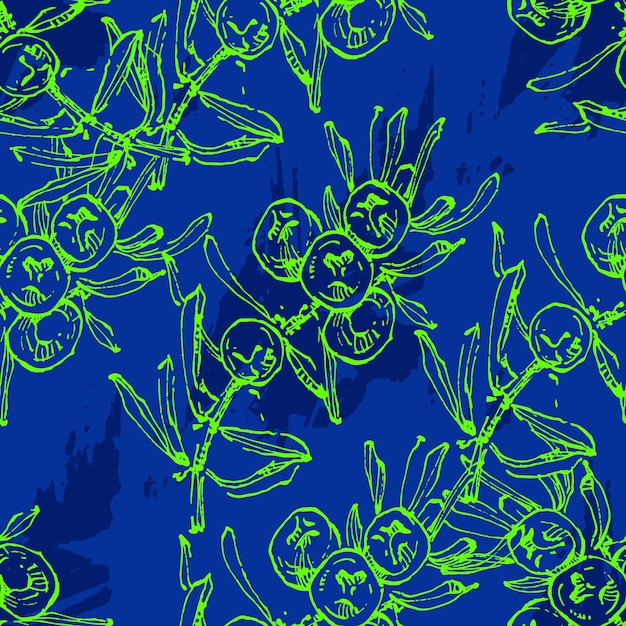 Seamless pattern with hand drawn sketch juniper