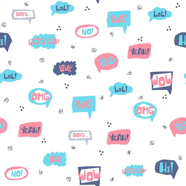 Seamless pattern with hand drawn speech bubbles