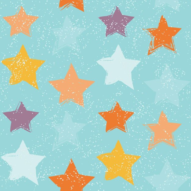 Seamless pattern with hand drawn stars