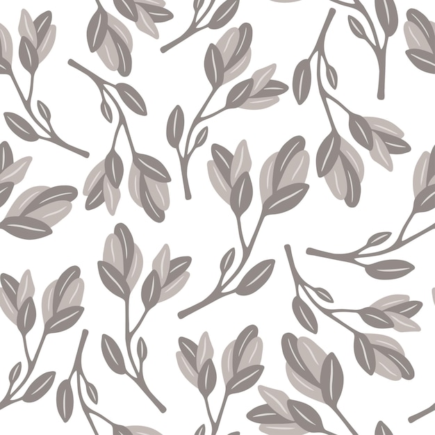 Vector seamless pattern with hand drawn tree branches on a white background