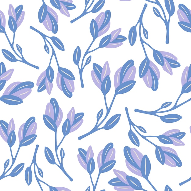 Seamless pattern with hand drawn tree branches on a white background