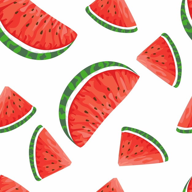 Seamless pattern with hand drawn watermelon slice