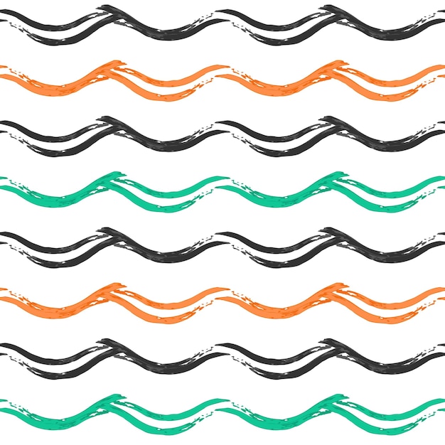 Seamless pattern with hand drawn waves