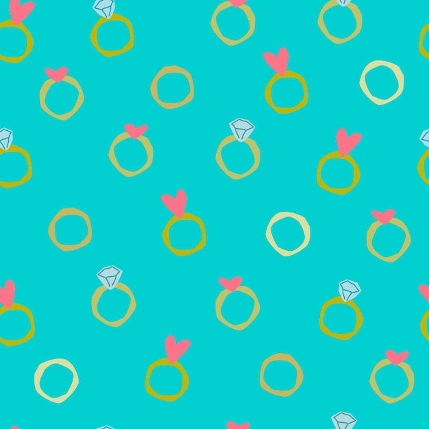 Seamless pattern with hand drawn wedding rings on blue background for wrapping paper and other design projects wedding valentines day concept love lgbt romance concept