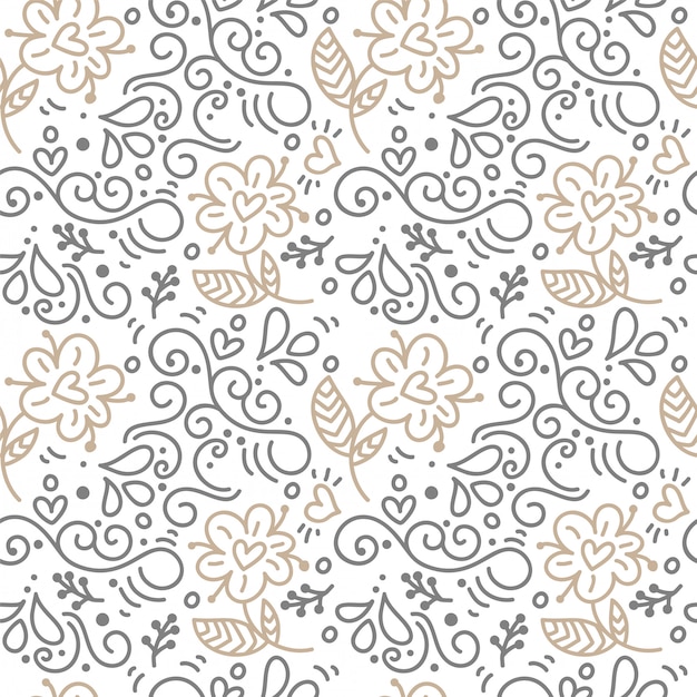 Seamless pattern with hand painted leaves