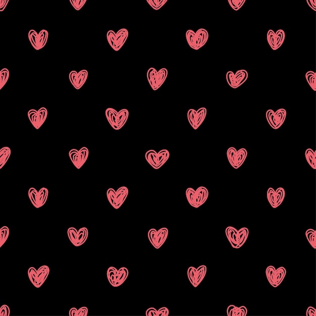 Seamless pattern with handdrawn hearts black and white sketchy background for wrapping paper fabrics wallpapers postcards and more