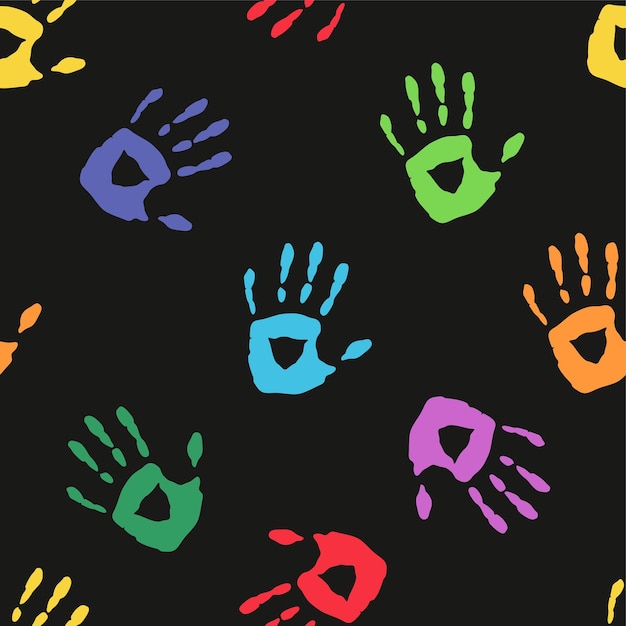 Vector seamless pattern with a handprints