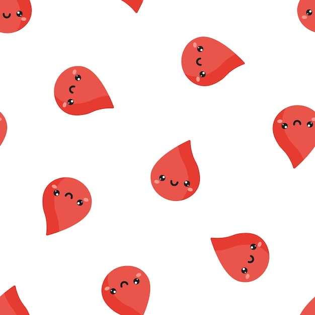 Vector seamless pattern with happy blood drops