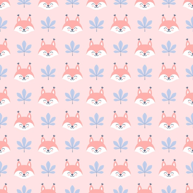 Seamless pattern with happy squirrels. Cute and childish design for fabric, textile and wallpaper.