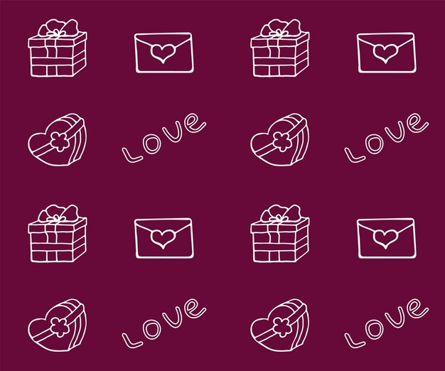 Seamless pattern with heart letter love gifts Viva Magenta Vector illustration Valentines day