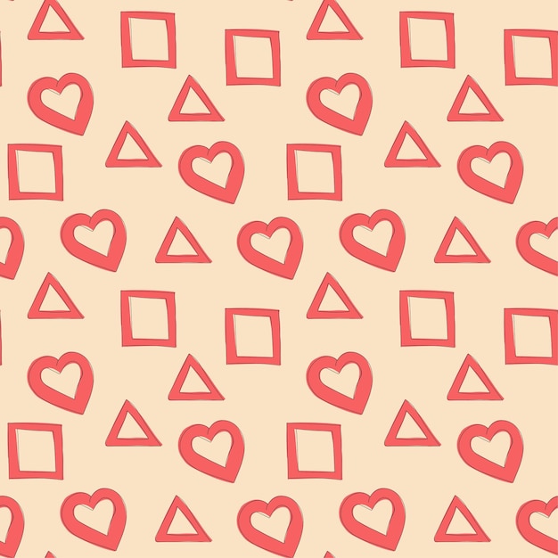 Seamless pattern with heart square triangle