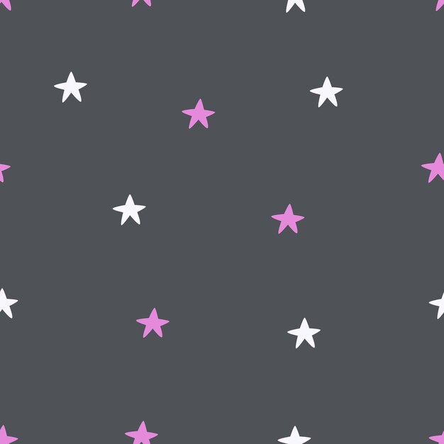 色付きの背景にハートと星のシームレスなパターン。印刷用のベクトル図