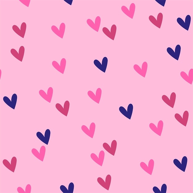 Seamless pattern with hearts in bluepink colors Vector graphics