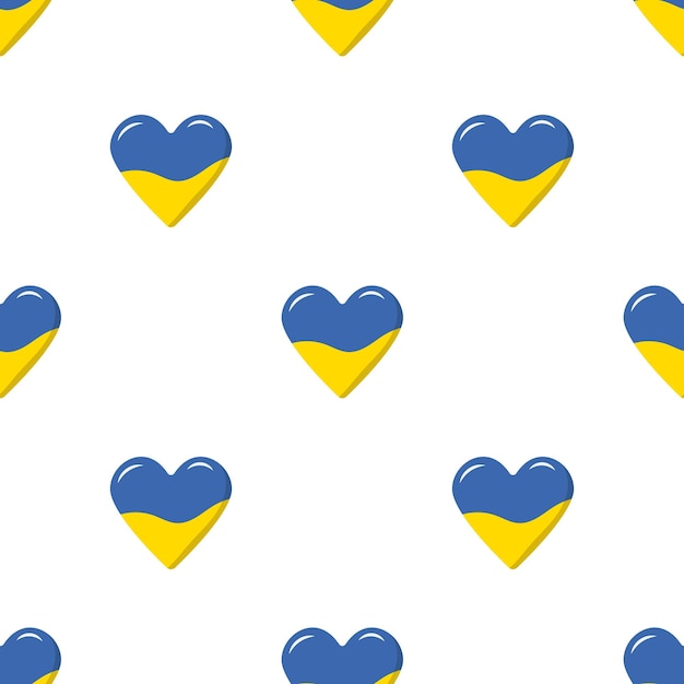 Seamless pattern with hearts colors of the ukrainian flag glory to ukraine