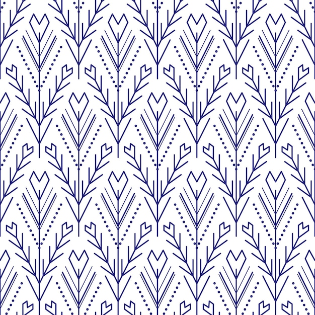 Seamless pattern with hearts and lines Northern ethnic ornament vector illustration