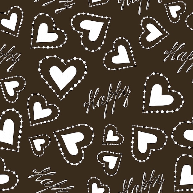seamless pattern with hearts and with the inscription