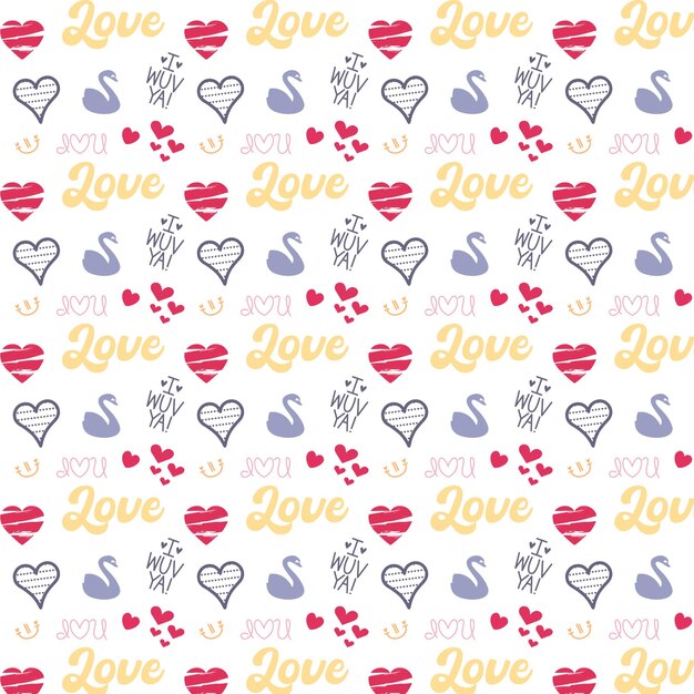 Vector a seamless pattern with hearts and the word love on it.