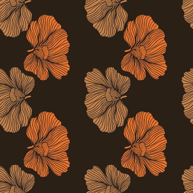 Seamless pattern with hibiscus flowers vintage floral background