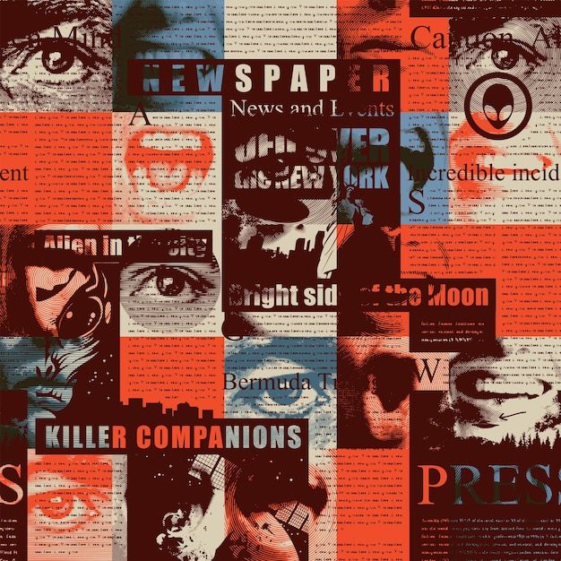seamless pattern with human face fragments