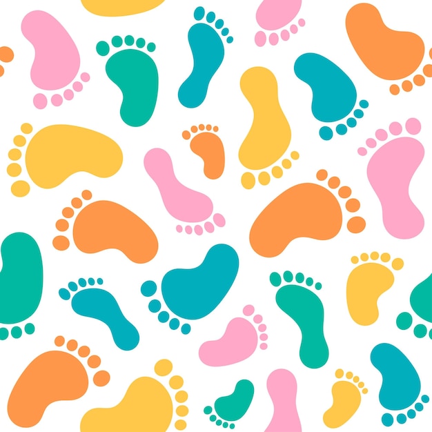 Seamless pattern with human footprints People feet symbol vector illustration