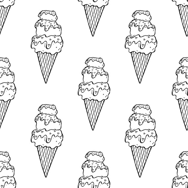 Seamless pattern with ice cream doodle for decorative print wrapping paper greeting cards wallpaper and fabric