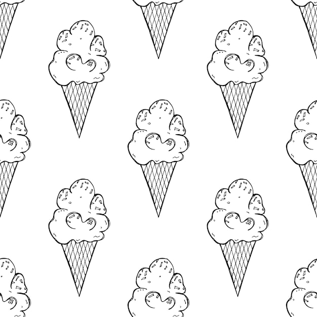 Seamless pattern with ice cream doodle for decorative print wrapping paper greeting cards wallpaper and fabric