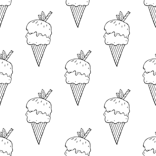 Seamless pattern with ice cream doodle for decorative print wrapping paper greeting cards wallpaper and fabric