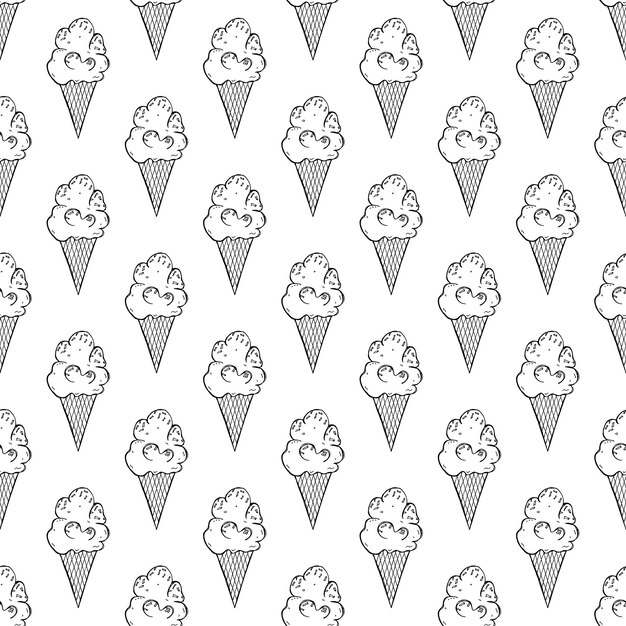 Seamless pattern with ice cream doodle for decorative print wrapping paper greeting cards wallpaper and fabric