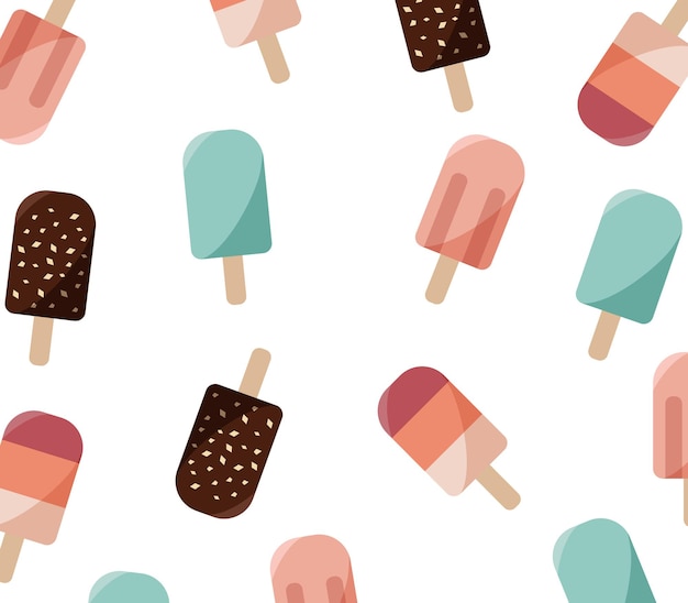 Seamless pattern with ice cream and popsicles Pastel colors vector design for fabric wrapping pap