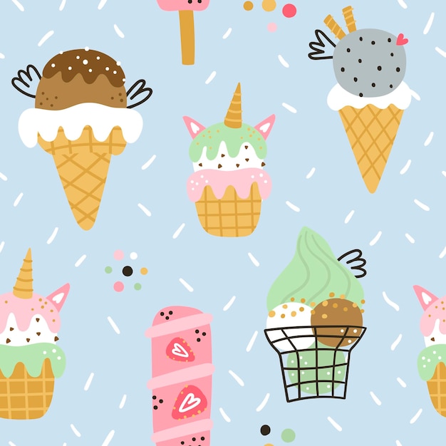 Seamless pattern with ice cream