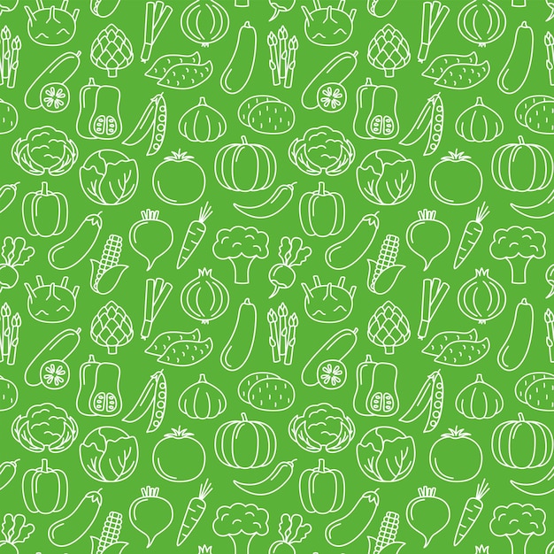 Seamless pattern with icons of vegetables vector illustration