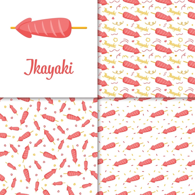 Seamless pattern with Ikayaki for decoration